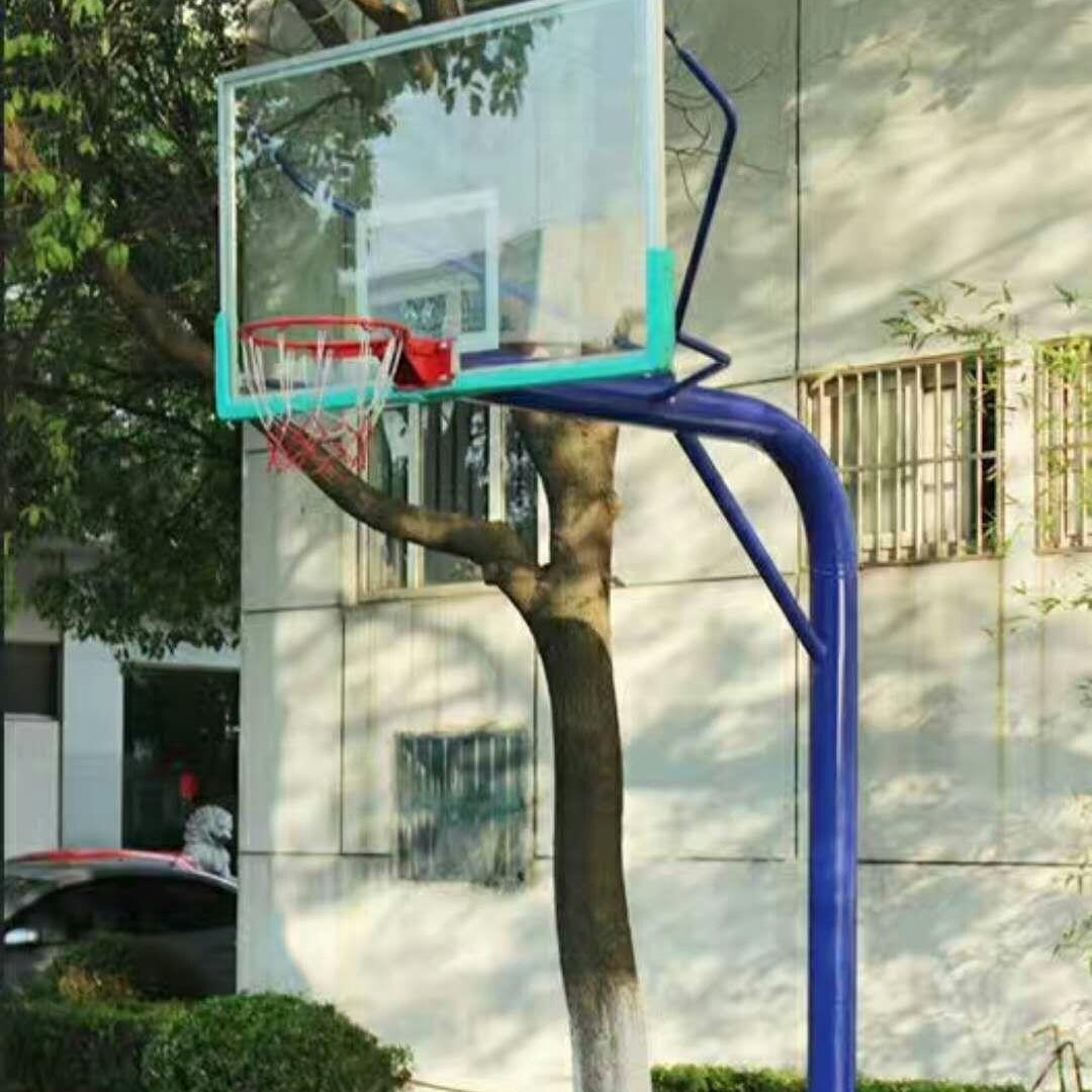 钢化玻璃电动室外篮球架价格 厂家生产圆管方管固定式地埋篮球架 移动凹箱平箱仿液压小区公园广场地上安装篮球架