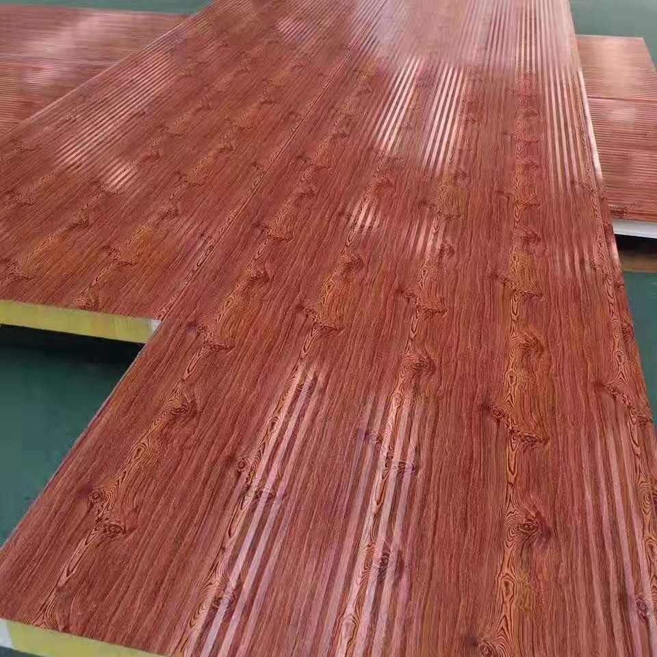 天津双达新型玻璃丝棉夹芯聚氨酯封边板 V1000型小波纹横装板 电厂用A级防火保温板 净化板