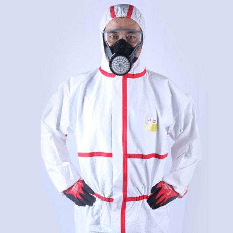 皓驹一次性灭菌型带胶条防护服 真空包装 灭菌型防护服图片