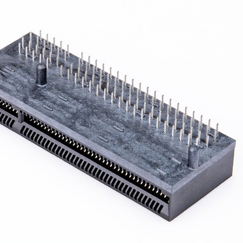 90度插件式PCI-E连接器 三排针镀金30u，98PINX8卡槽 有柱图片