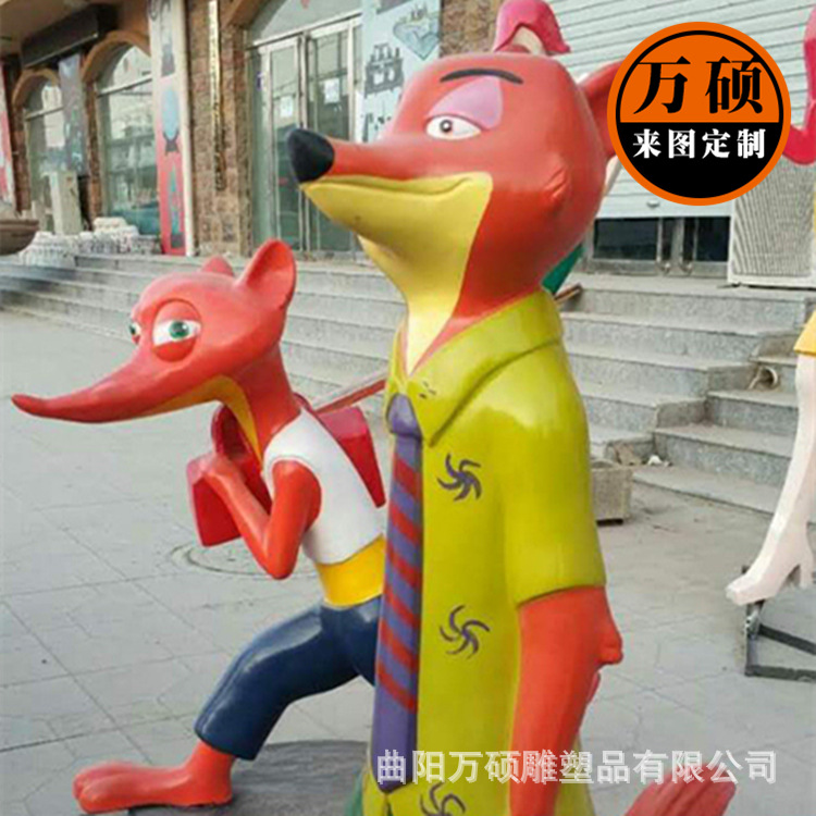 现货狐狸玻璃钢雕塑户外卡通摆件雕塑 动物城雕塑加工定制示例图8