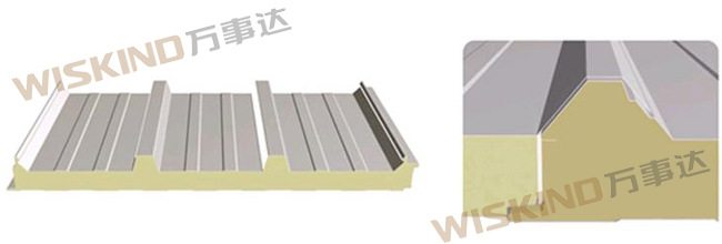 山东万事达优供多型号聚氨酯彩钢复合板50-150mm厚度三明治板示例图4
