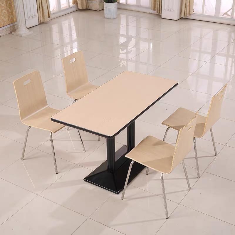 惠州食堂餐桌椅 公共餐厅桌椅 组合餐桌椅 4人连体曲木椅 肯德基椅 快餐店餐椅 曲木椅