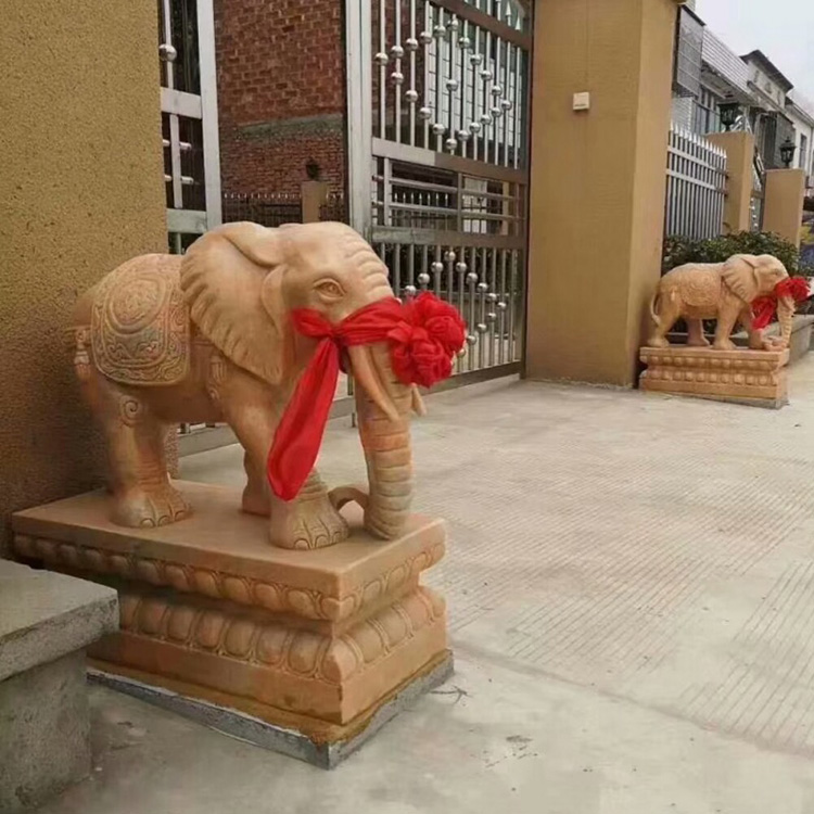 竣峰石业 汉白玉石象 雕刻石雕大象 石雕大象厂家
