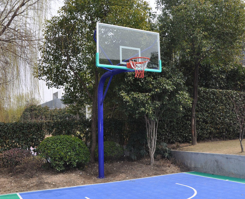 东南亚晶康牌配备钢化玻璃篮球板固定式篮球架值得信赖图片