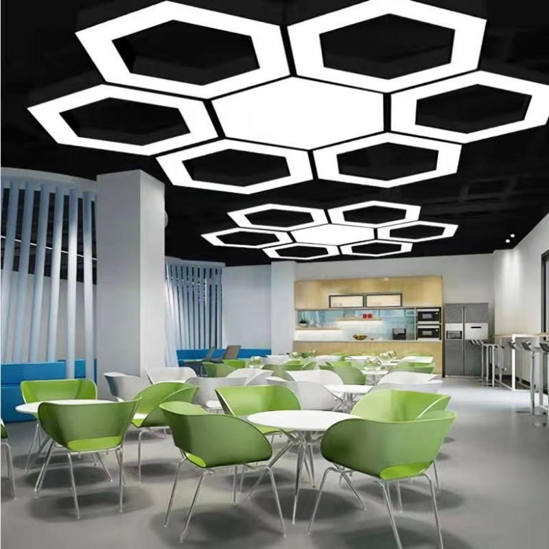 办公室组合实心六边形60-80CM吊顶灯   实心六边面板灯   RGB面板灯厂家图片
