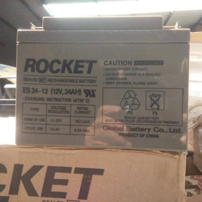 火箭蓄电池ES24-12 火箭蓄电池12V24AH 铅酸免维护蓄电池 韩国火箭蓄电池 UPS专用蓄电池