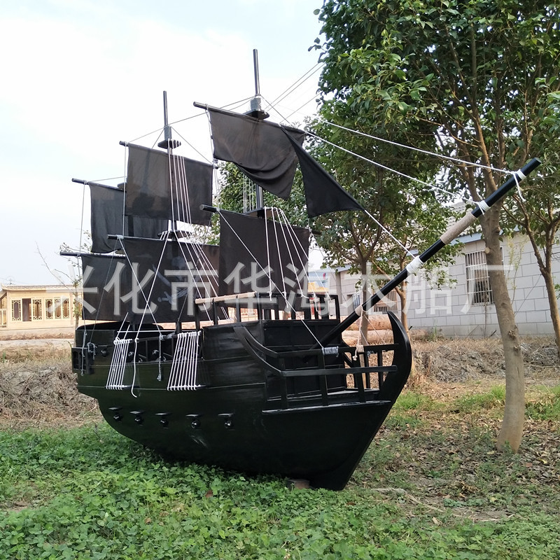 定制大型木制海盗船 户外景观装饰船 室内摆件展览主题木船示例图2
