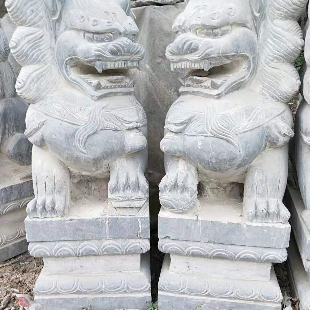 石狮子雕塑厂家 工艺石狮子 富祥 石雕狮子现货2米 石狮子定制图片