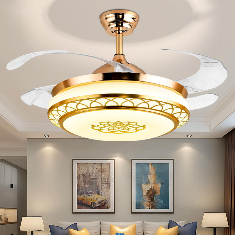 餐厅隐形风扇灯 客厅卧室吊扇灯具 家用变频电风扇LED吊灯图片