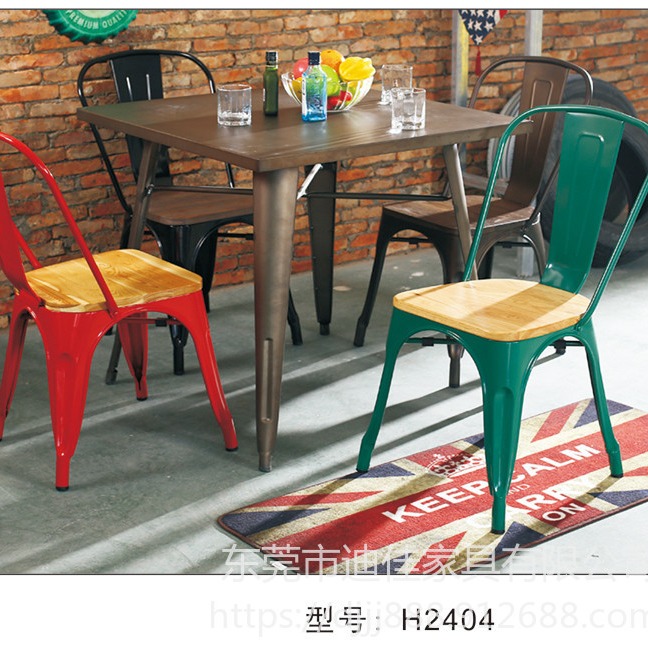 小吃店金属桌椅 餐馆饭店桌椅 铁艺工业风桌椅 酒吧咖啡厅餐桌椅组合