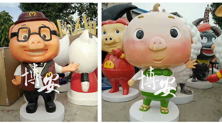 猪猪侠卡通人物雕塑玻璃钢动漫人物猪猪侠雕塑摆件儿童乐园雕塑示例图6