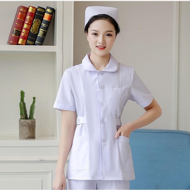 护士服夏季短袖女分体套装圆领修身两件套短款长袖口腔制服工作服