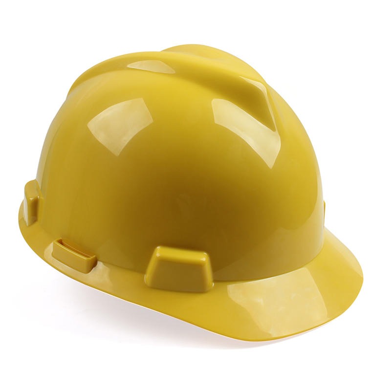 梅思安10146465黄色PE标准型安全帽PE帽壳一指键帽衬PVC吸汗带国标D型下颏带-黄