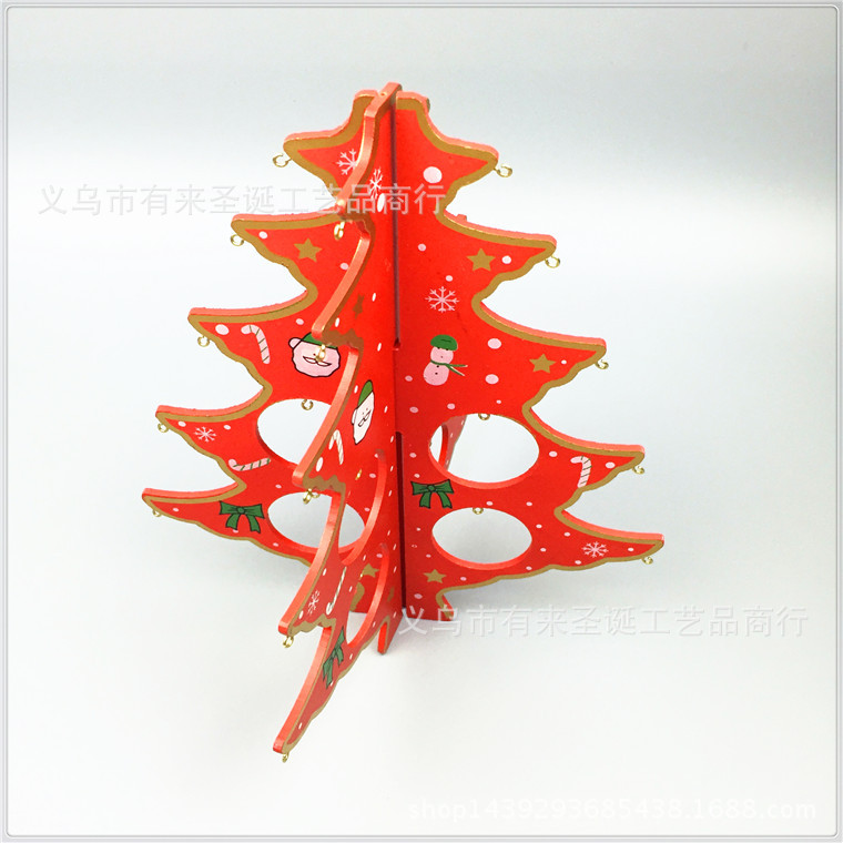 圣诞用品 30cm圣诞木树 手绘木制品 圣诞节装饰 圣诞摆件示例图10