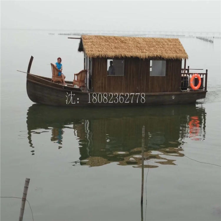茅草房船观光船多尼船屋马尔代夫旅游住宿木船景区仿古水上宾馆华海木船图片