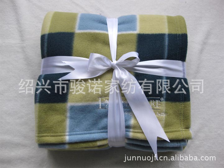 绍兴市骏诺家纺厂家供应订做圆网印花格子双面绒毛毯示例图5