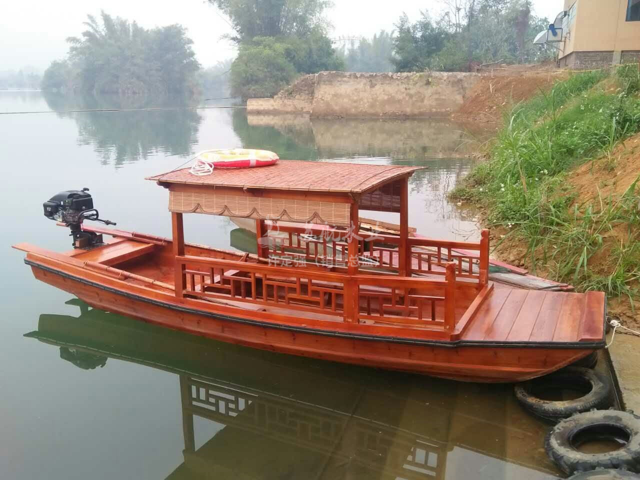 木船出售 定制6人仿古手划船休闲旅游乌篷游船 电动观光船示例图5