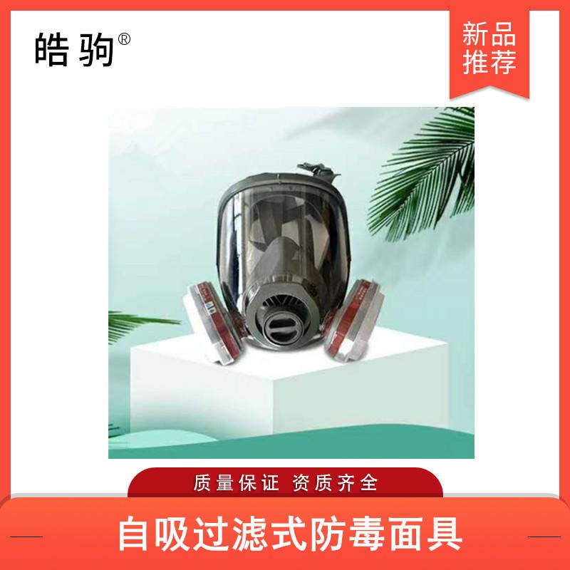 上海皓驹HJF05全面型面罩防毒面罩防毒面具全面具全面型呼吸防护器自吸过滤式防毒面具正压防护面罩全面型防护面具双滤盒图片