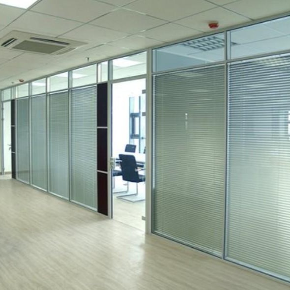 重庆隔断墙 单双层钢化中空玻璃墙 高隔断带百叶隔间 厂家直销办公室