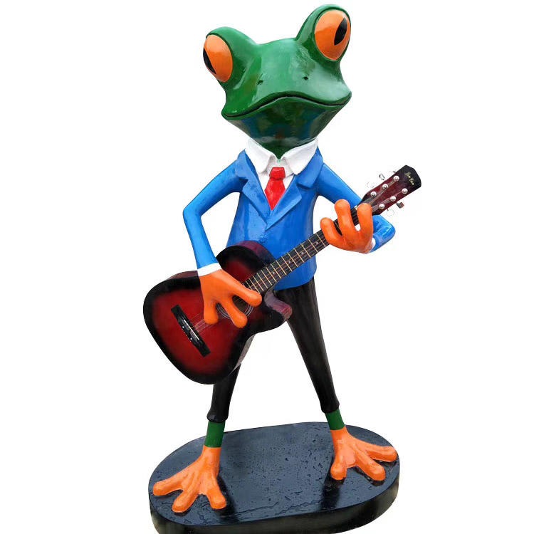 佰盛 卡通牛蛙雕塑厂家 弹吉他牛蛙雕塑模型 唱歌牛蛙雕塑 超人牛蛙雕塑摆件