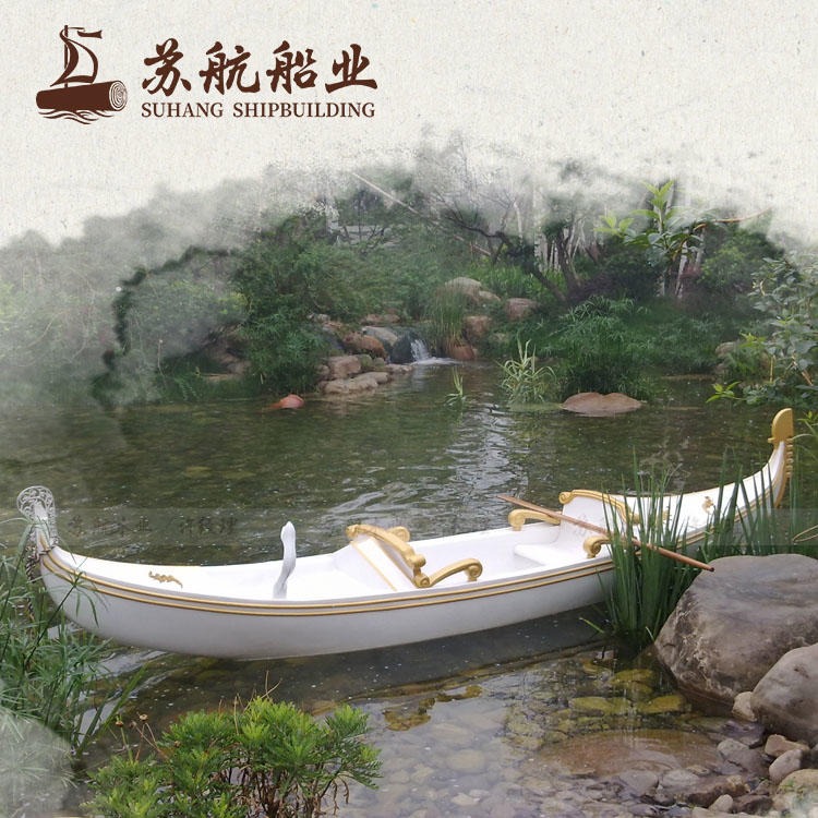 苏航出售烤漆工艺船 木质贡多拉 欧式景观船图片