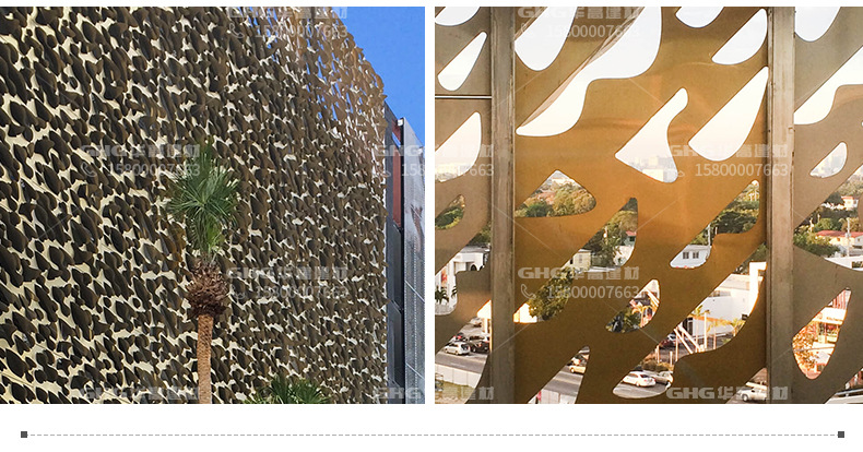 建筑建设改造办公大楼购物中心餐厅文化中心金色雕花铝单板幕墙示例图9