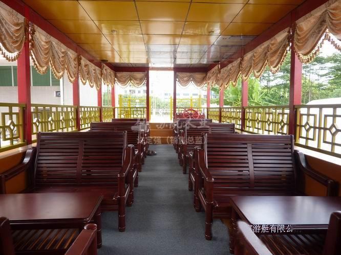 苏航厂家定制14米大型餐饮画舫船玻璃钢电动观光船水上餐厅船示例图4