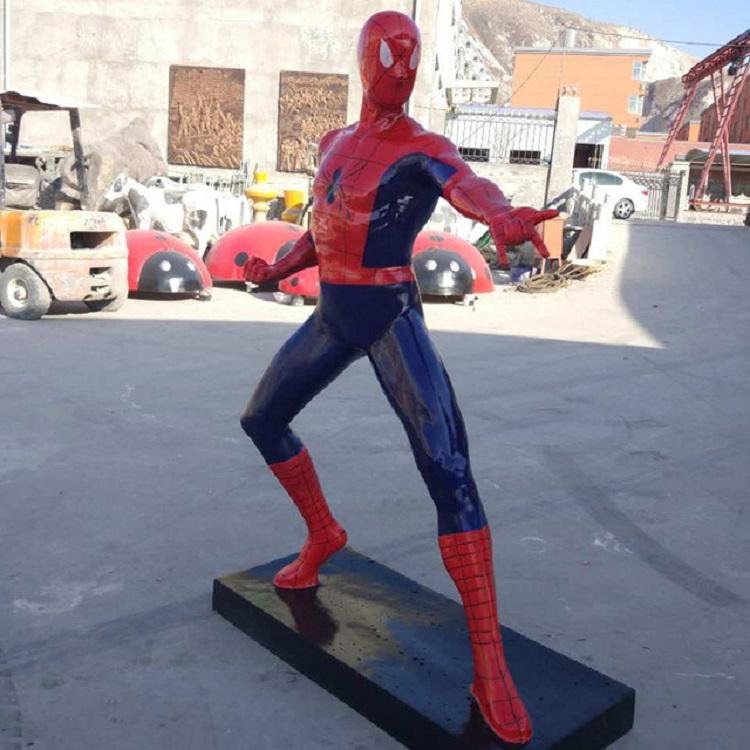 玻璃钢蜘蛛侠雕塑 大型户外摆件 仿真人物蜘蛛侠雕塑 创意墙上摆件 万硕