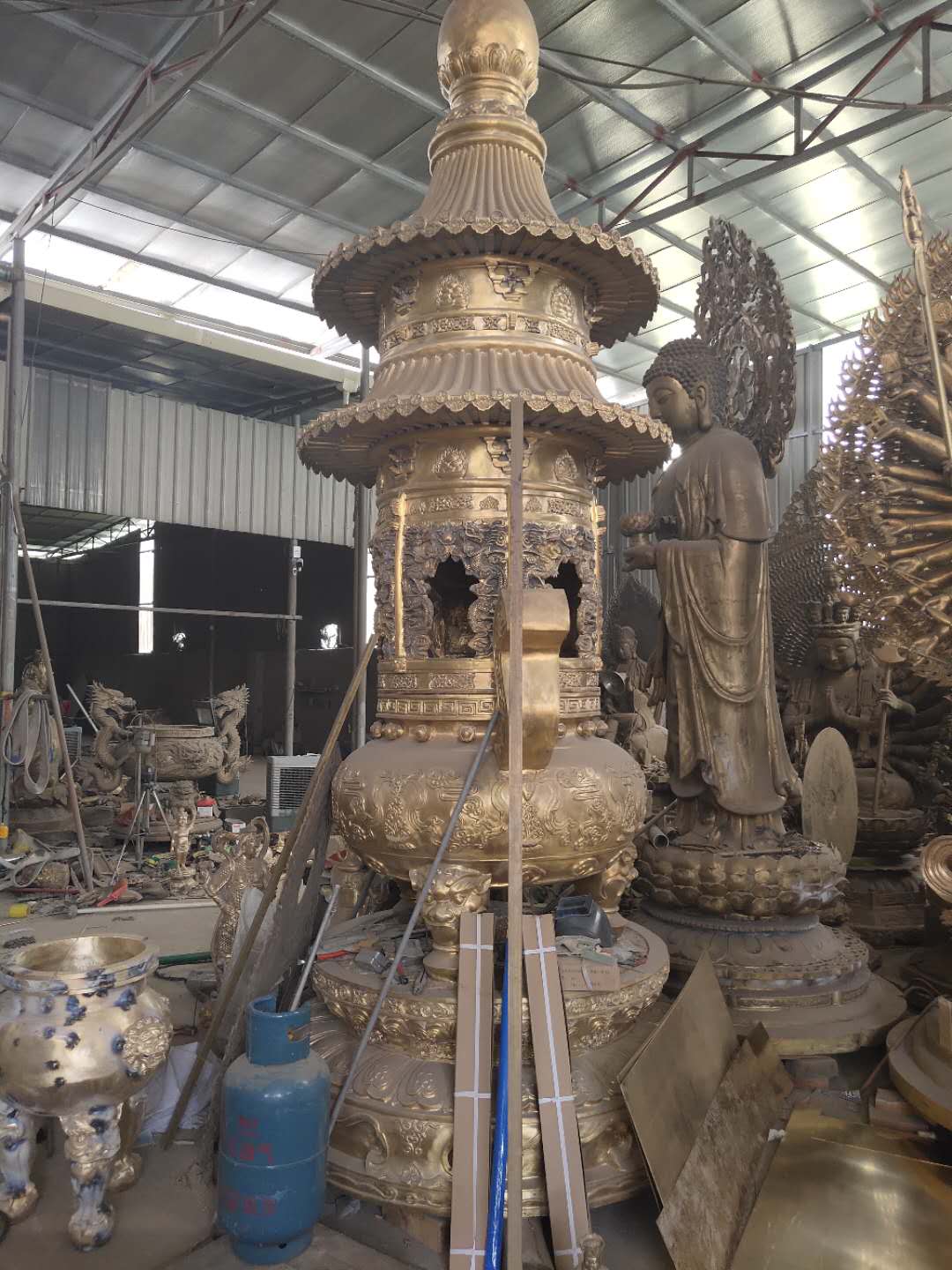 香炉 厂家加工订做寺庙圆形香炉 露天大型铸铜二层圆形香炉 铸铁圆形带盖香炉