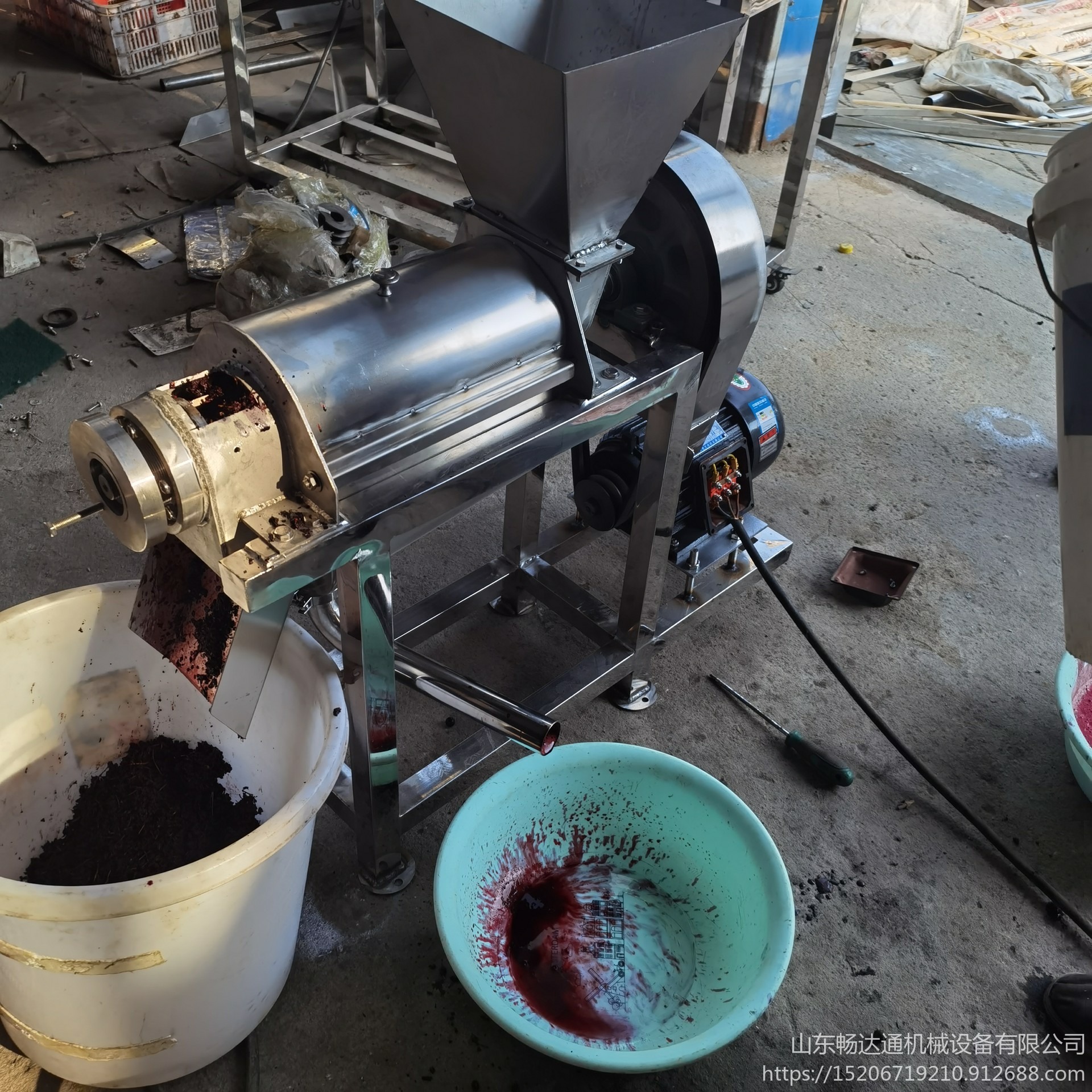 千禧果人参果平安果大型榨汁机 商用螺旋打浆机 畅达通提子黑加仑出汁机图片