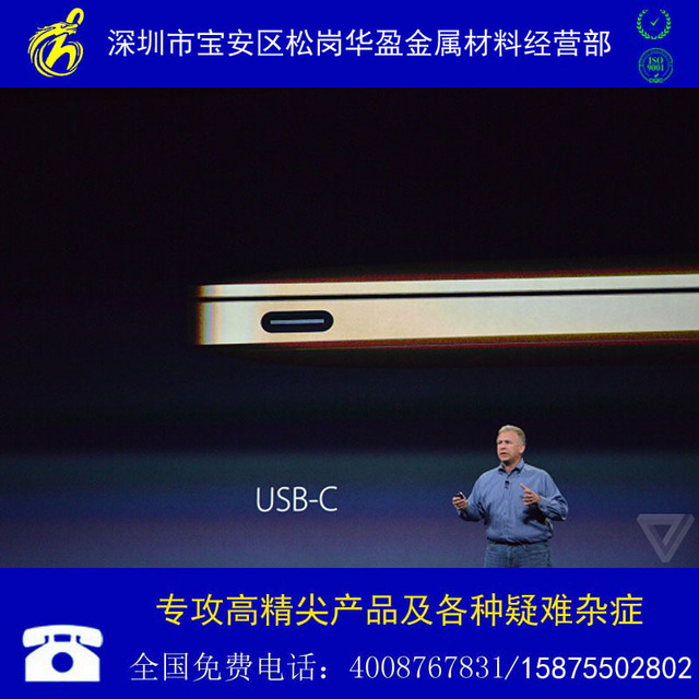 供 应苹 果电 脑苹 果手 机充电器专用USB-C连接器 不锈钢椭圆形扁管