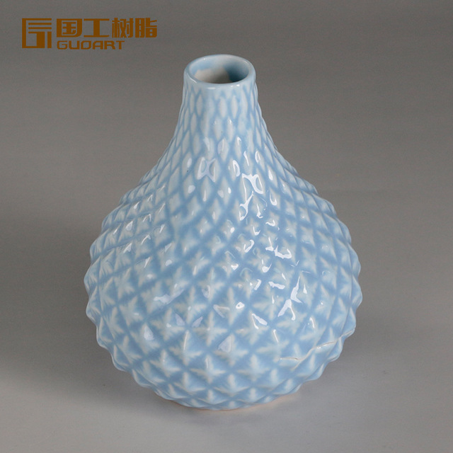 陶瓷工艺品定制 中式花瓶插花陶瓷艺术品定做 家具客厅摆件来图定制图片