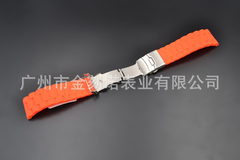 现货订制三珠水波纹硅胶表带 轮胎纹表带 环保硅胶手表带示例图12
