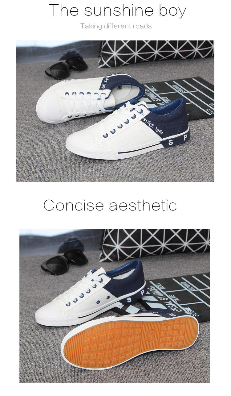 正品新款绑带低帮帆布鞋男鞋日常休闲韩版潮流鞋学生鞋平跟橡胶底示例图10