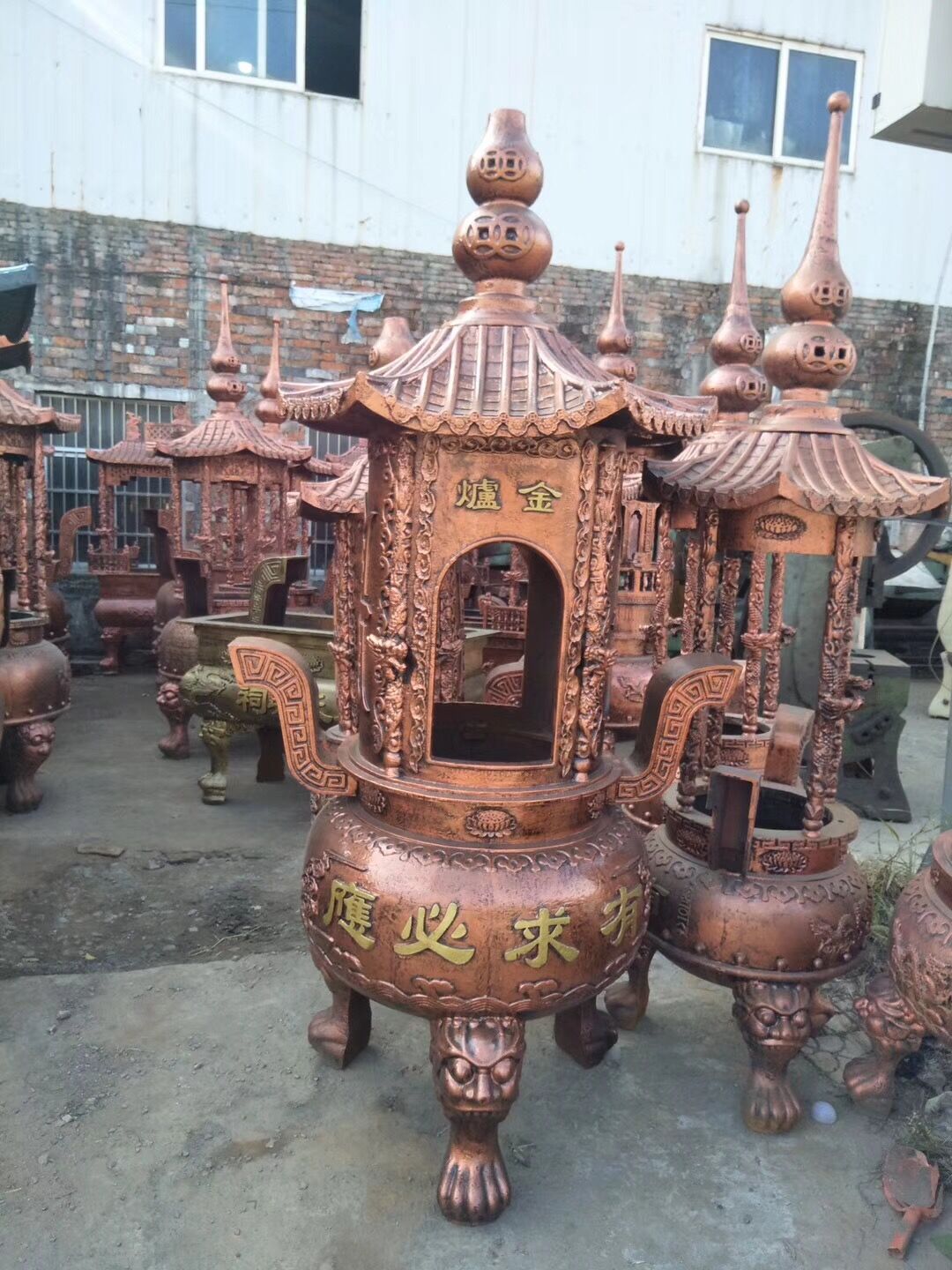 化纸炉，温州香炉厂家直销公墓烧纸炉，铸铜焚经炉，六角二层烧纸炉