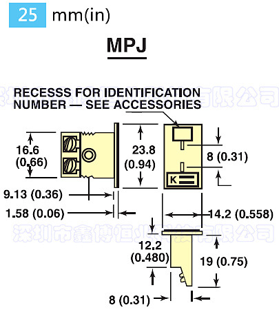 美国omega面板式感温插座 MPJ-K-F热电偶连接器 带金属卡黄色端子示例图2