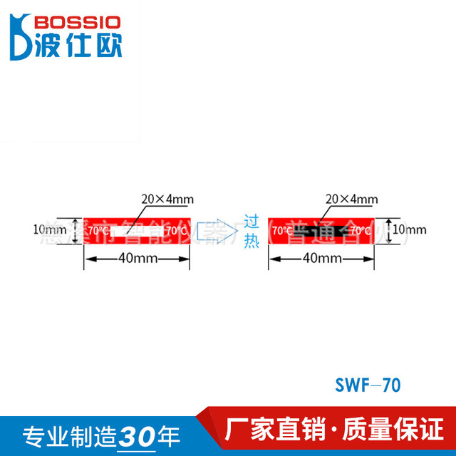 厂家直销 波仕欧SWF-70铁路客车线缆专用型感温贴片 测温胶贴 电力变色示温片 防水