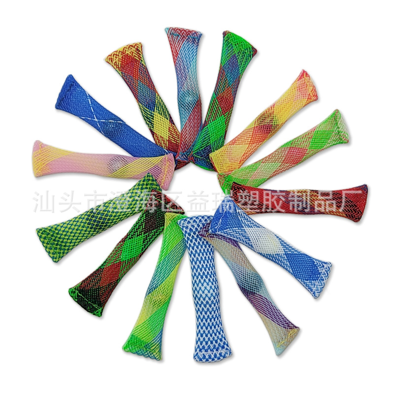 直销fidget toy网管带玻璃珠减压玩具彩色编织网管带弹珠发泄玩具示例图5