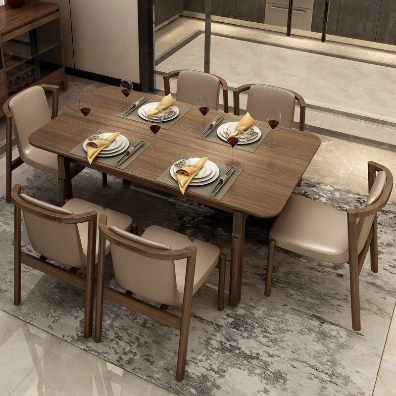 上海北欧实木桌椅 白橡木餐桌 简约家用餐厅原木桌子 小户型樱桃木餐桌椅组合可定制 实木桌图片