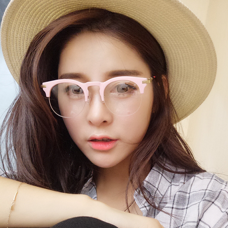 2016个性半框眼镜架 韩版明星大框平光眼镜 女潮近视眼镜框男配镜图片