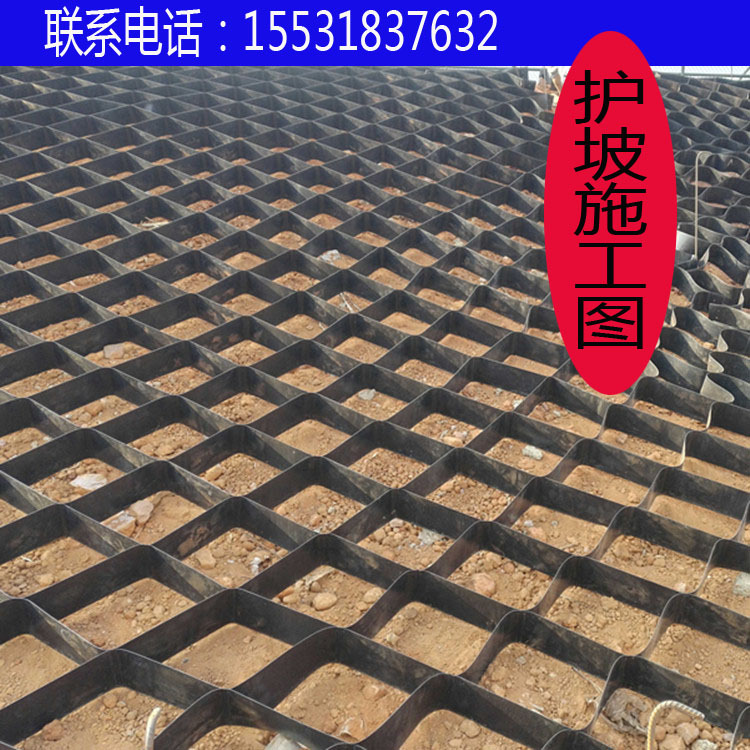 上海浦东蜂巢格室植草 生态绿化边坡材料土工格室 鱼塘护坡蜂巢格示例图7