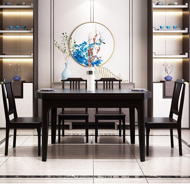 东莞家具新中式实木餐桌 中餐厅桌椅 可伸缩折叠变形圆桌可定制