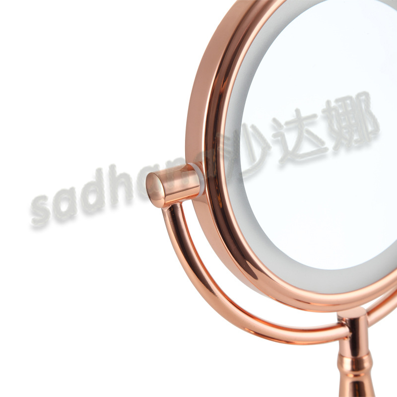 台式双面镜 台式化妆镜 led化妆镜 带灯放大化妆镜 网红镜 创意示例图7