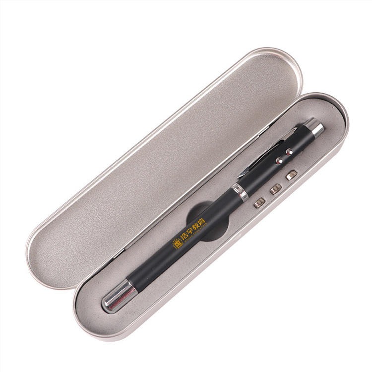 红素厂家直销金属四合一激光教鞭笔LED白灯激光红外线圆珠笔定制LOGO 300个起订不单独零售