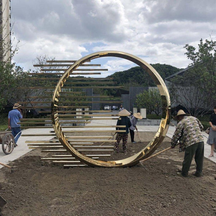 不锈钢雕塑 大型圆环雕塑  广场雕塑 景观饰品 怪工匠