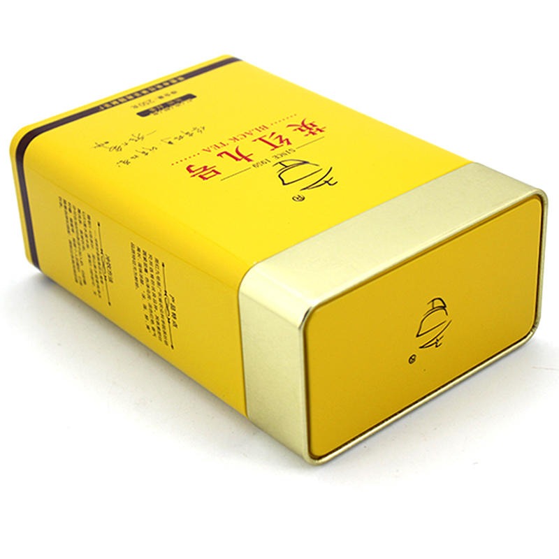 马口铁包装盒生产厂家 250g 英红九号茶叶铁盒包装 麦氏罐业 黄色铁罐 茶叶铁罐工厂