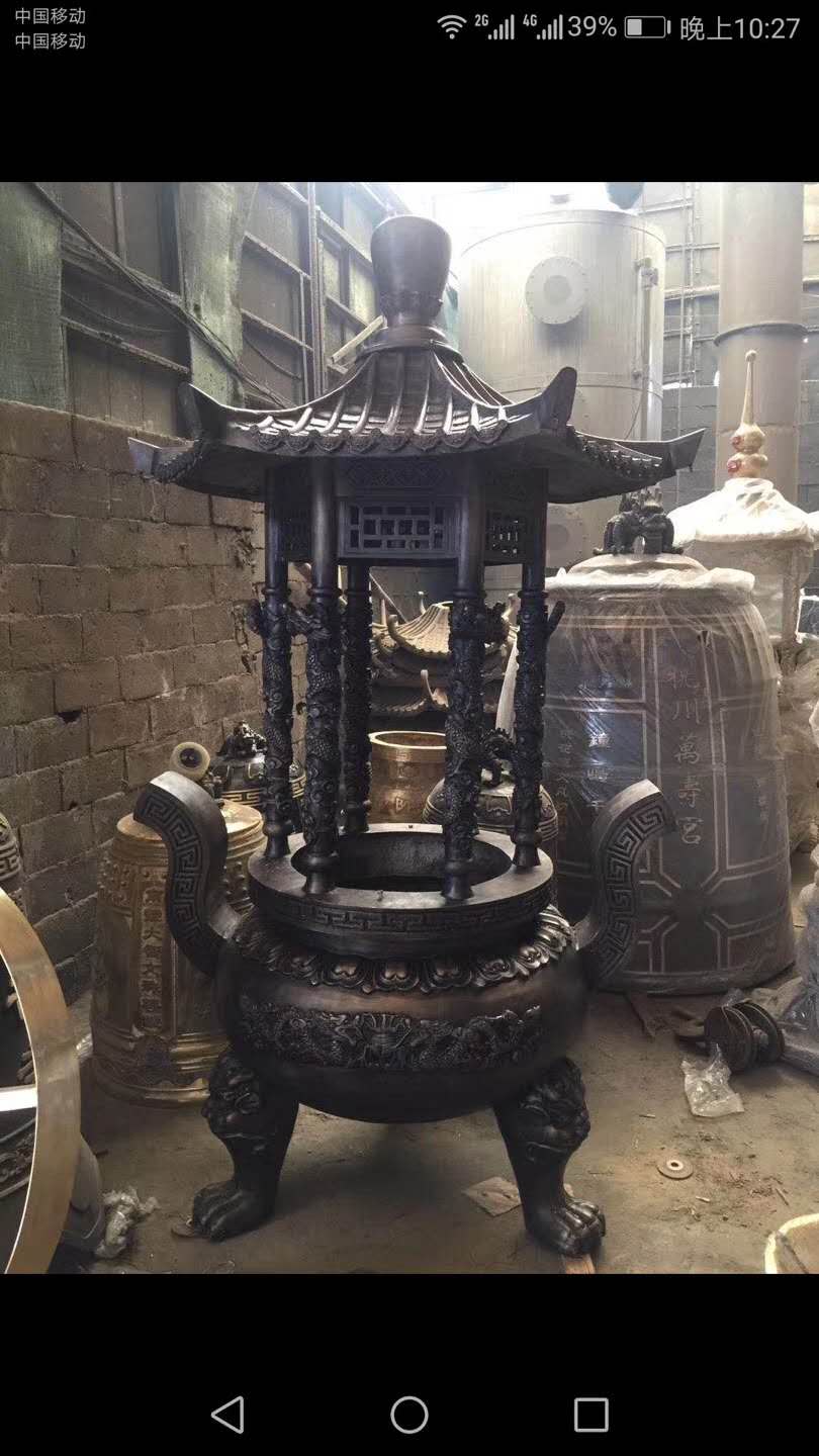 香炉 本厂专业铸造铸铜圆形六龙柱香炉 仿古圆形宝鼎香炉 圆形六龙柱香炉