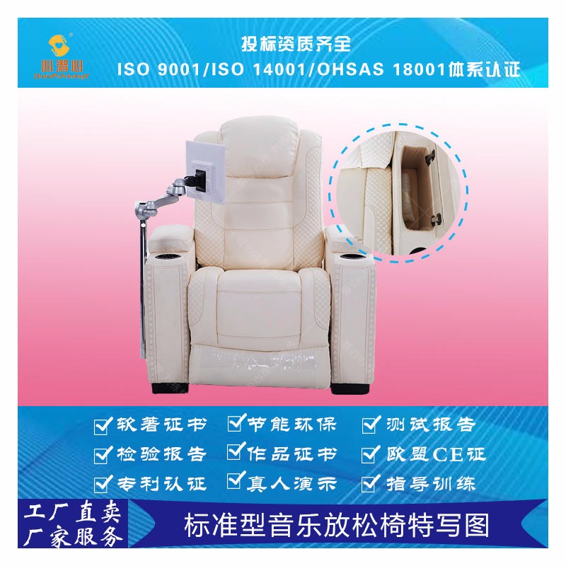 标准型音乐放松椅XZX-FSY12-D厂家服务模式 音乐放松系统测试检测报告 心潪心品牌