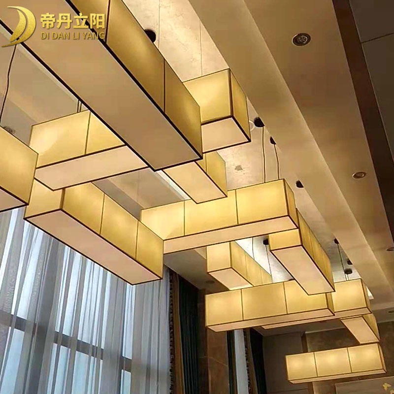 新中式餐厅吊灯 长条组合茶台禅意装饰吸顶灯 帝丹立阳酒店灯具